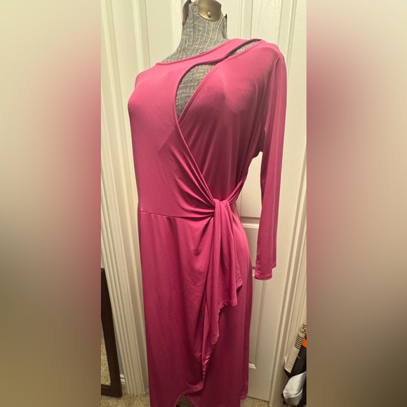 Notations Dresses & Skirts - Notations Fuchsia Asymmetrical Dress